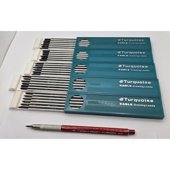 KOH-I-NOOR Technigraph 5611 Leadholder Clutch Italy W/ Turquoise Eagle Lead - Picture 1 of 6